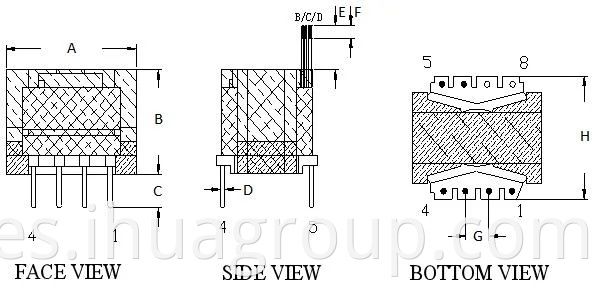 Ferrite núcleo seco tipo seco BP95 Transformador de potencia encapsulada de alta frecuencia